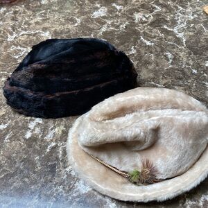 Flip-it hat vintage men’s M Fifth Avenue + dyed rabbit, fur, brown black hat